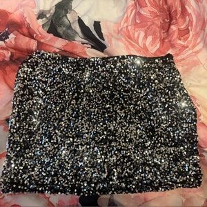Fashion Nova Black Sequin Mini Skirt